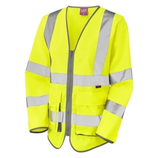 Leo Workwear SL12-Y Beaworthy Ladies Long Sleeve Superior Hi Vis Vest Yellow